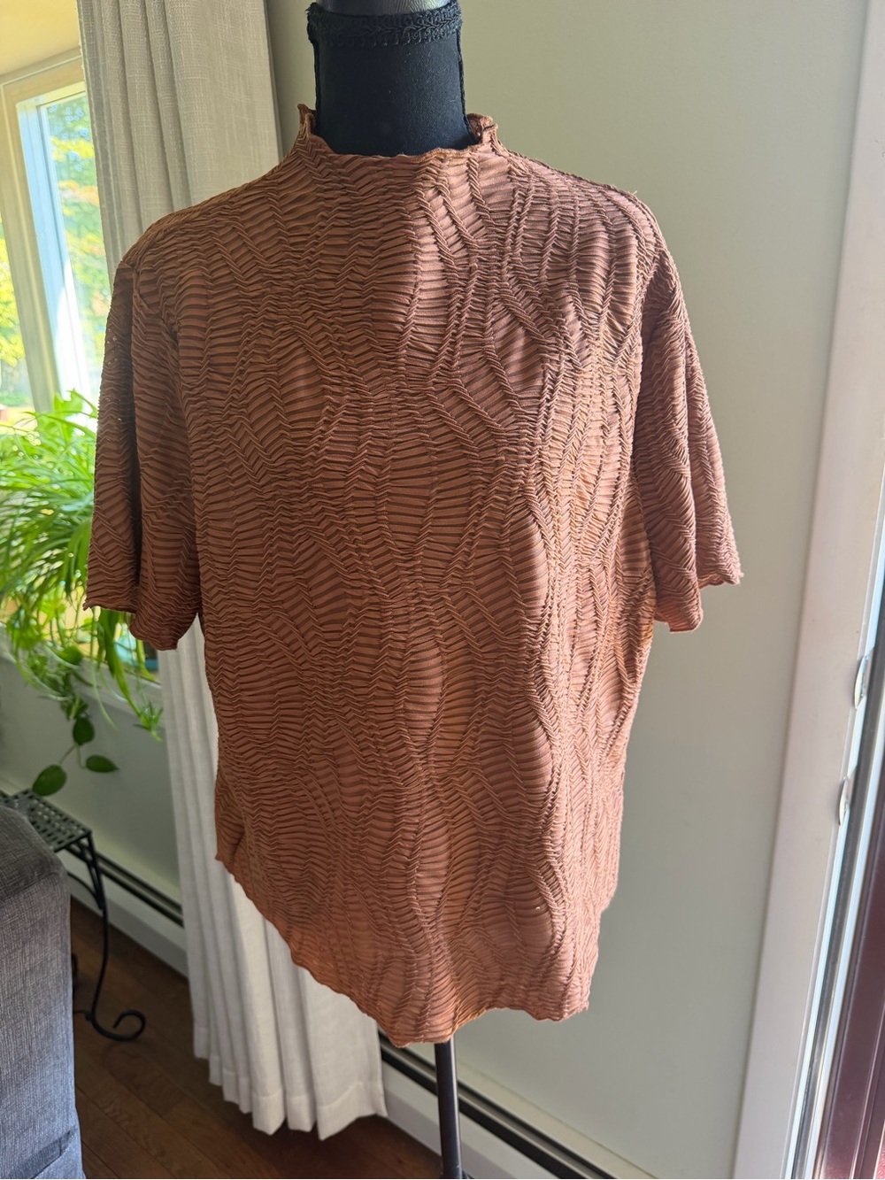 Adrianna Papell Tobacco Brown Mockneck Knit Top